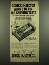 1951 Schick Injector Razor &amp; Blades Ad - Schick injector wins 5 to 1 in U.S.  - £14.44 GBP