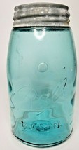 1933-1950 Blue Ball Mason Canning Jar w/ Ceramic Zinc Lid 3 / X  7&quot; x 4&quot; U79/6 - £24.12 GBP
