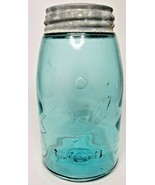 1933-1950 Blue Ball Mason Canning Jar w/ Ceramic Zinc Lid 3 / X  7&quot; x 4&quot;... - £23.83 GBP