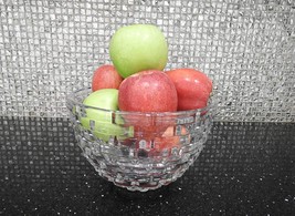 Large Crystal Glass Bowl Fruit Salad Ice Beautiful Basket Weave Design - £15.81 GBP