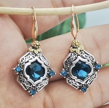 New 2022 Fashion Drop Earrings for Women 925 Silver Jewelry Blue Sapphire  Set - £10.04 GBP