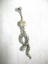 New Serpent Boa Constrictor Snake 2 Sided Alloy Charm Clear Cz Belly Button Ring - £4.73 GBP