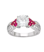 Sterling Silver Lab-Created White Sapphire &amp; Lab-Created Ruby Ring - $49.95