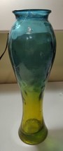Blue and Green Blue Translucent Glass Vase Made In Spain - $38.53