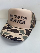 Vintage Hunting For Beaver Hat Trucker Hat snapback Camo Hunting Summer Cap - £12.03 GBP