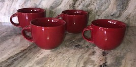 Plates and Beyond #65445 Set Of 4 Red Cereal Soup Dessert Bowls RARE NEW... - $41.98