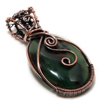 Green Paradise Gemstone Handmade Copper Wire Wrap Pendant Jewelry 2.10&quot; SA 943 - £3.97 GBP
