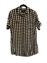 MADEWELL Womens COURIER Shirt Dress Black White Check Flannel Short Slee... - £19.15 GBP