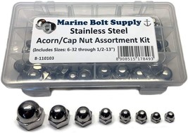 Stainless Steel Acorn/Cap Nut Assortment Kit - Marine Bolt Supply 8-110103 - £30.59 GBP