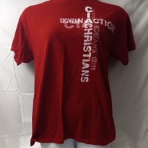 ROMANS 12:11 Christian Cross Church Themed Tee Shirt Red Mens Religious 21x25 in - $17.81
