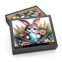 Personalised/Non-Personalised Puzzle, Easter, Cat with Bunny ears, awd-1308, (12 - £19.88 GBP+