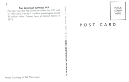 Pan American Airways 747 Airplane Postcard - £17.51 GBP