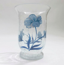 EUC Fifth Avenue Crystal Flower Vase Handpainted Blue Flowers 6x4.5x3 inches - £11.86 GBP