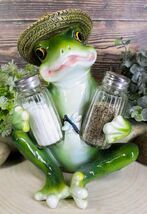 Ebros Green Toad Tree Frog With Sombrero Glass Salt Pepper Shakers Holde... - $455.39 MXN