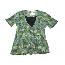 Dressbarn Shirt Womens 1X Green Printed Polyester Short Sleeve Casual Blouse - £17.81 GBP