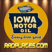 Iowa Motor Oil Vintage Retro Aluminum Metal Sign 12&quot; Round - £15.51 GBP
