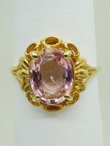 3.50ct Natural Pink Tourmaline Flower Filigree Ring 14k Gold Size 10 - £638.68 GBP