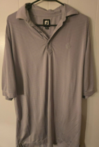 Foot Joy Golf Shirt: Gray W Stripes, Size XL-Long, Polyester/Spandex - £19.35 GBP