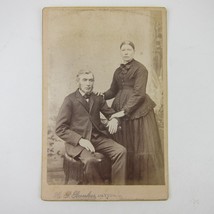 Cabinet Card Photograph Man Sits &amp; Woman Stands H.P. Bunker Dayton Ohio Antique - £9.58 GBP