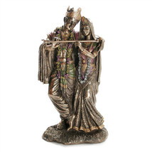 Krishna And Radha Statue 11.5&quot; Hindu Divine Love High Quality Bronze Resin Deity - £95.86 GBP