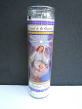 GUARDIAN ANGEL BEAUTIFUL PRAYER GLASS 8&quot; CANDLE W/WRITTEN PRAYER BRAND NEW - $7.91
