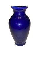 Vintage 6” Cobalt Blue Floral Pheasant Peacock Japan Ceramic Gold Trim Vase Jap - £14.02 GBP