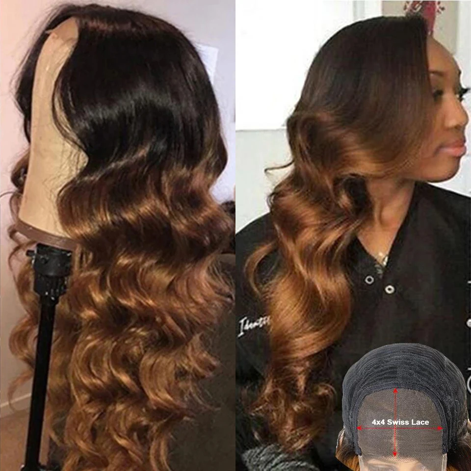 Ombre Lace Front Wig Human Hair Wigs For Women Brazilian Body Wave Lace Fro - £60.89 GBP+