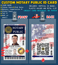 CUSTOM PVC ID Card w/ Clip for NOTARY PUBLIC. Everything Custom - $38.22