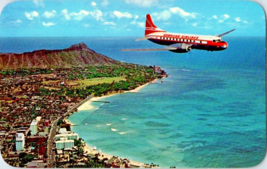 Postcard Hawaii Airlines Super Conair Diamond Head Waikiki Vintage 5.5 x 3.5&quot; - £4.69 GBP