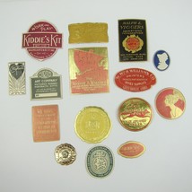 Vintage Advertising Embossed Labels Foil Seals Lot of 15 Printers Engravers Art - £12.58 GBP