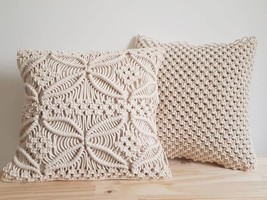 Pillow Covers, Macrame Throw Pillows Case, Bohemian style 18x18 in - set of 2 - £62.81 GBP