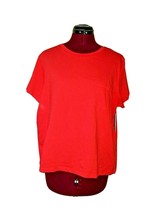 BP. Pocket Tee Red Hibiscus Women Size XL Crew Neck Short Sleeve - £10.29 GBP