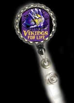 Minnesota Vikings work Retractable Reel ID Badge Holder nurse Cna Rn Lpn DR Xray - £3.83 GBP