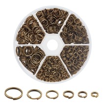 Split Rings Assorted sizes in plastic size sorted box Antique Bronze  color  Z45 - £7.10 GBP