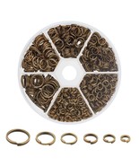 Split Rings Assorted sizes in plastic size sorted box Antique Bronze  co... - £7.10 GBP