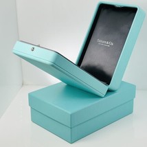 Tiffany &amp; Co Necklace Earring Set Storage Presentation Gift Box Blue Leather Lux - £389.52 GBP