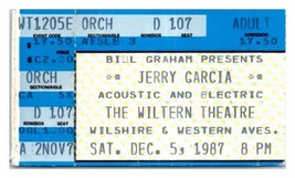 Jerry Garcia Bande Concert Ticket Stub Décembre 5 1987 Los Angeles Californie - £35.46 GBP