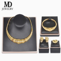 M.D  Gold color jewelry  wedding jewelry set fit wedding dress wearing 4 piece s - £54.28 GBP