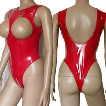 Women PVC Leather Wetlook Cupless High Cut Thong Leotard Shiny Bodysuit Jumpsuit - £11.50 GBP
