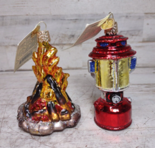 Old World Christmas Blown Glass Camping Lantern &amp; Campfire Ornaments NEW... - $23.28