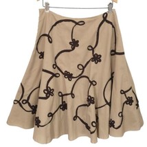 Sunny Leigh Ribbon Applique Skirt 12 Fit Flare Rockabilly Bohemian Cotton Floral - £19.32 GBP