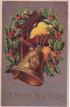 Embossed &quot;A Happy New Year&quot; Church Bell Holly Aliceville Kansas Postcard E05 - £4.71 GBP