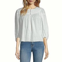 a.n.a. Women&#39;s Crew Neck 3/4 Sleeve Blouse Size X-SMALL White 3 Button Front NEW - £16.35 GBP