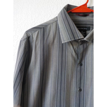 Calvin Klein Jeans Men Size Large Shirt Stripes Gray Double Cuff French Cuff - £11.10 GBP