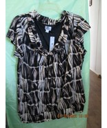Worthington Women 1X Black and Brown Modern Career Shell Top Blouse - $13.65 CAD