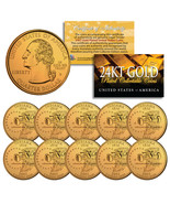 2002 Indiana State Quarters U.S. Mint BU Coins 24K GOLD PLATED (LOT of 10) - £14.67 GBP