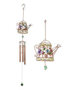 Monarch Butterflies On Garden Watering Can Art Glass Gemstones Metal Win... - $476.76 MXN