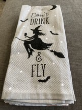 NWT Set Of 3 Cotton Halloween Witch Tea Kitchen Towels Don&#39;t Drink &amp; Fly New - £15.18 GBP