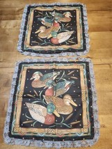 2 Vintage DBL-Sided Mallard Ducks Pillow Shams Décor Great Crafting Beautiful  - $15.00