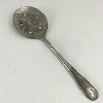 Vintage Silver Plated Pierced Serving Spoon Italy 8.5” Flatware Leona - $9.89